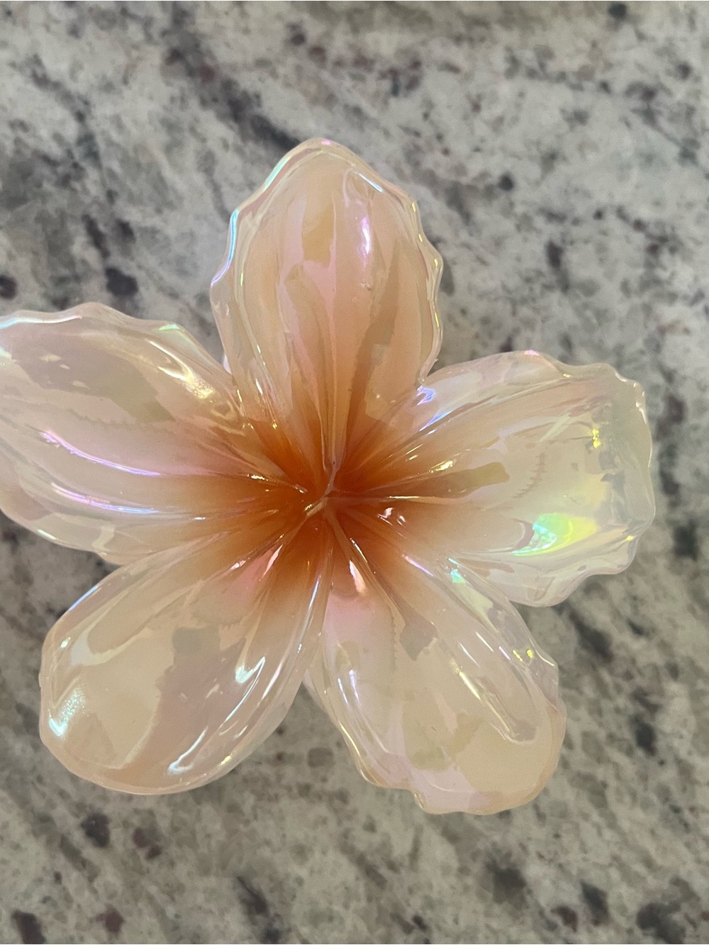 Iridescent hibiscus hair clip